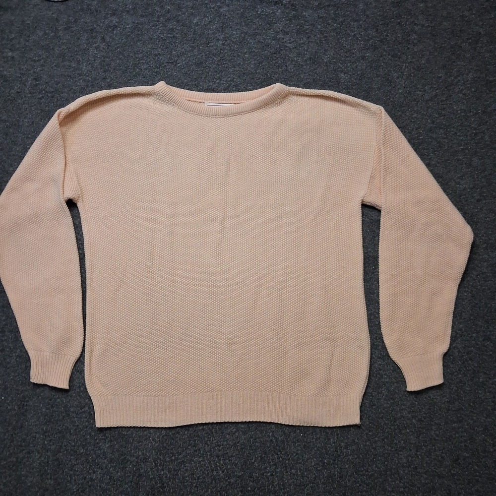Talbots Vintage Preppy Peach Popcorn Knit Crewneck Sweater Drop Shoulder Pastel - Picture 12 of 12